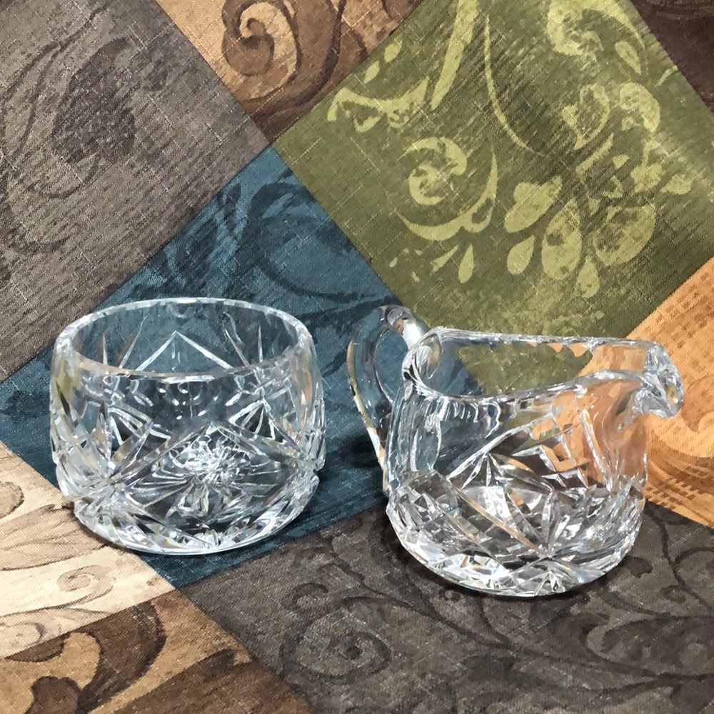 🌟EUC🌟Vintage Crystal Sugar and Creamer Set.